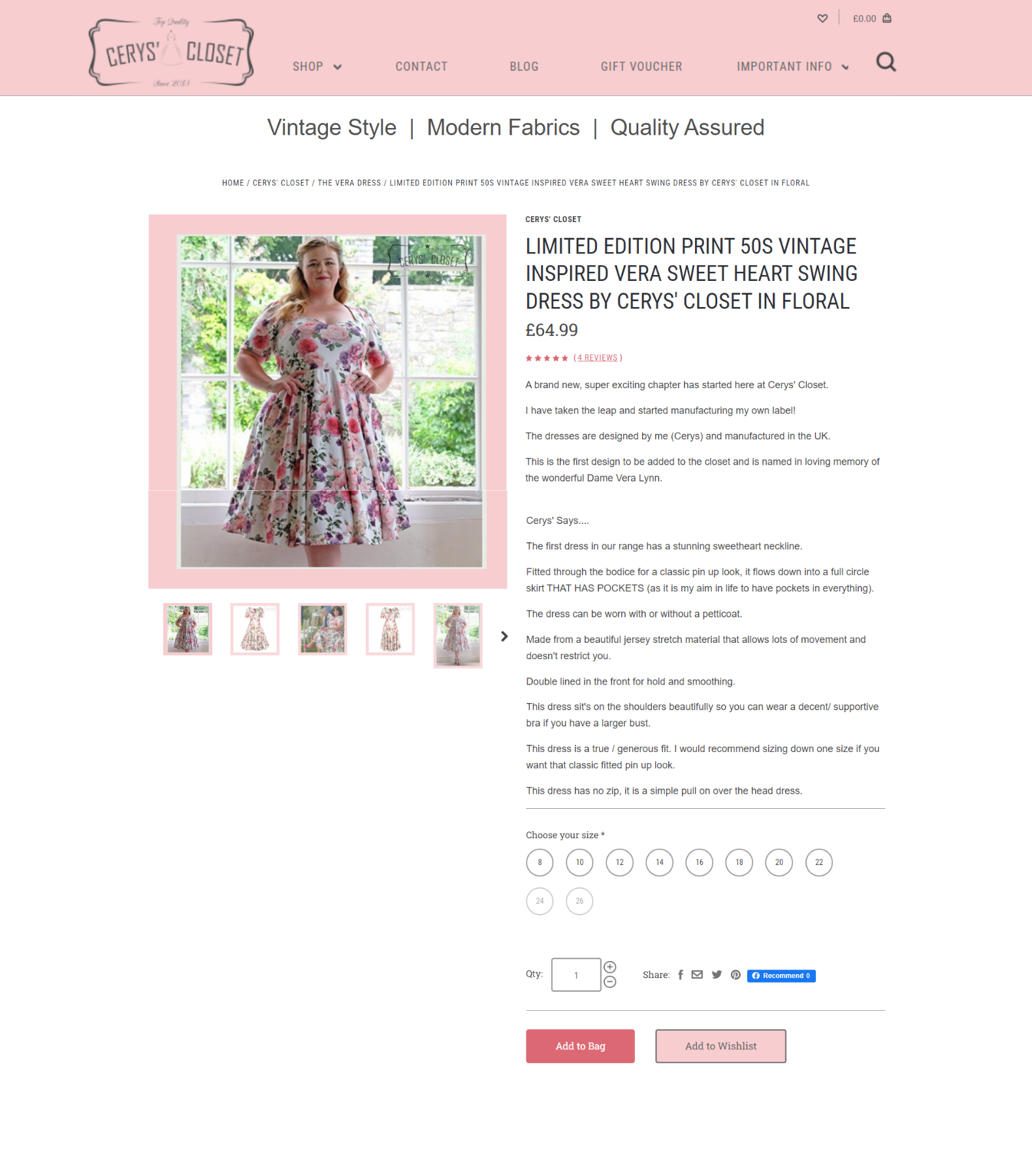 Image of Cerys' Closet product page designed and created by Cerys Codes